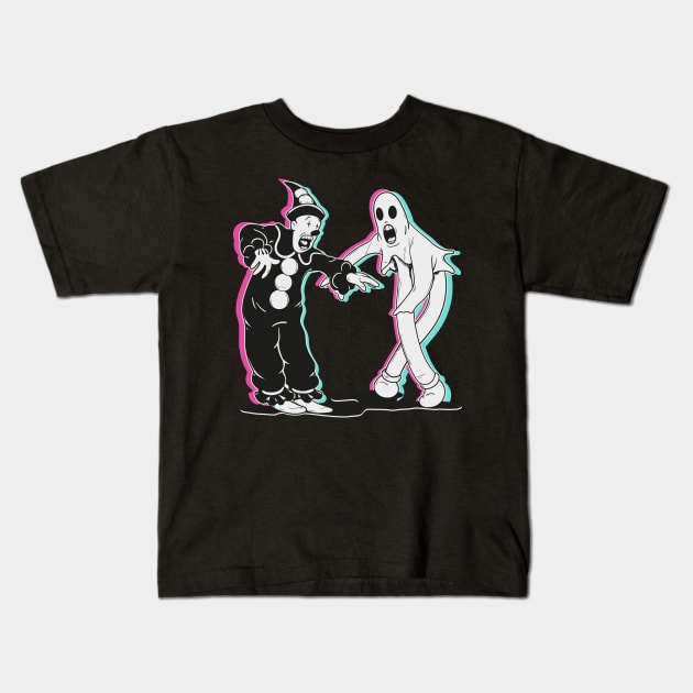 fantasma y payaso bailando Kids T-Shirt by PaperHead